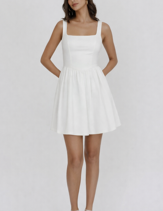 Drop Waist Little White Dress