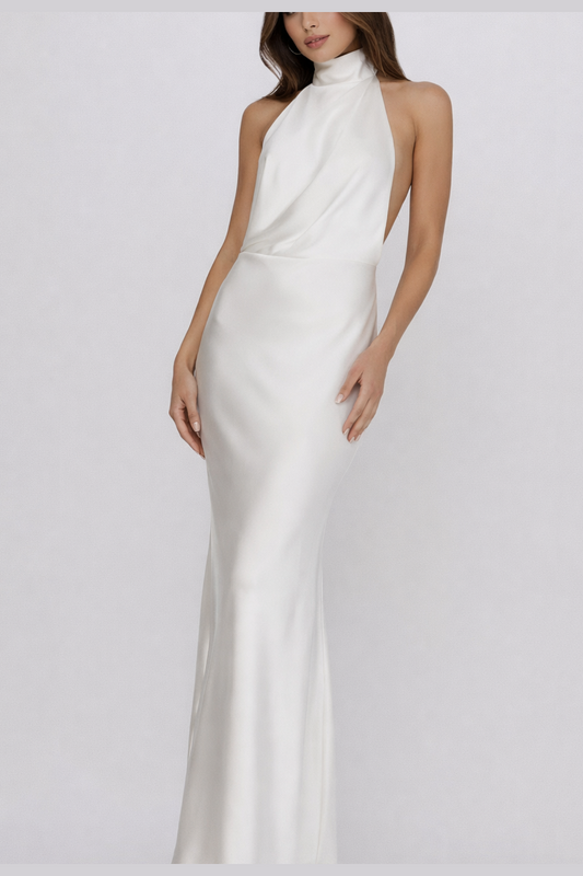 Halter Top White Party Dress