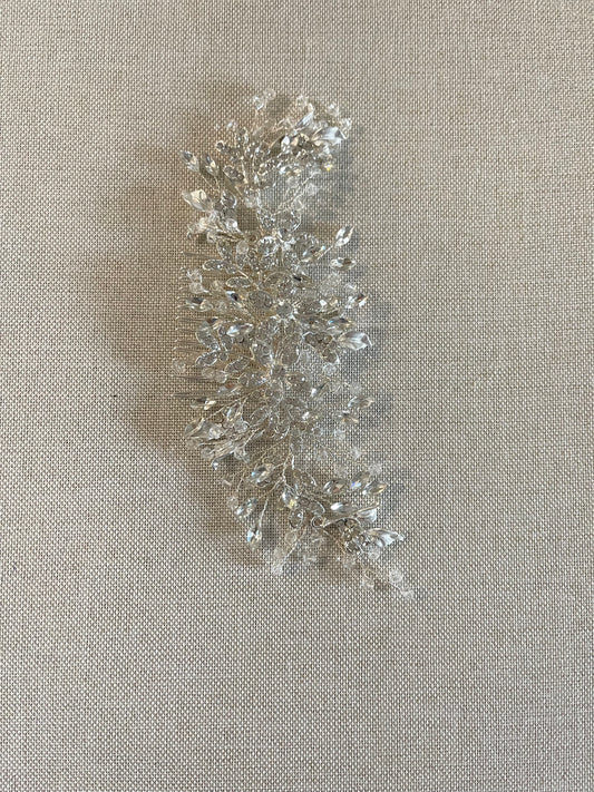 Silver hair comb, 7 inches wide