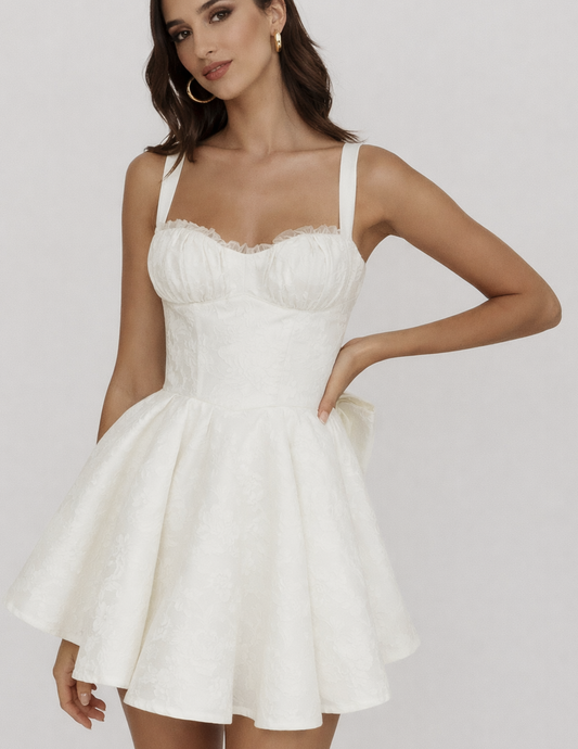 Jacquard Little White Dress