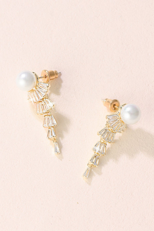 Chloe Pearl and CZ Earrings E034
