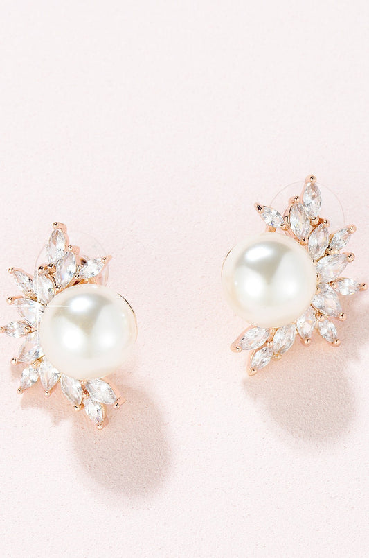 Winter Pearl CZ Earrings E012
