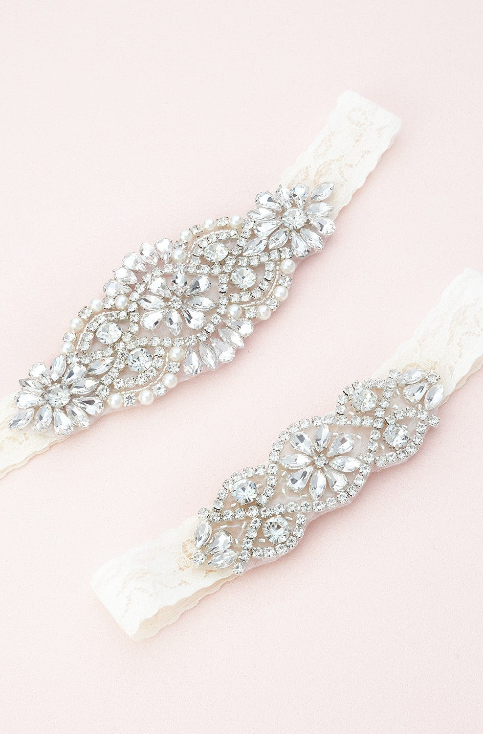 Adelaide/Luna Crystal and Lace Garter Set C01S-C02S