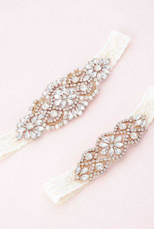 Larue Crystal and Lace Garter Set C01RG-C02RG