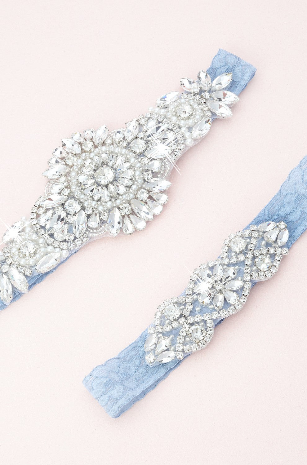 Ophelia/Rue Crystal and Lace Garter Set C56S-C02S