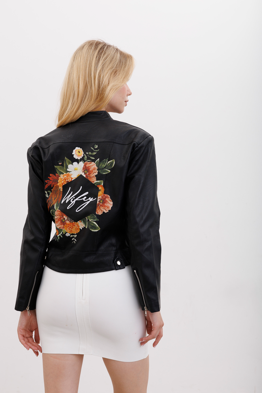 Boho Florals Leather Bridal Jacket