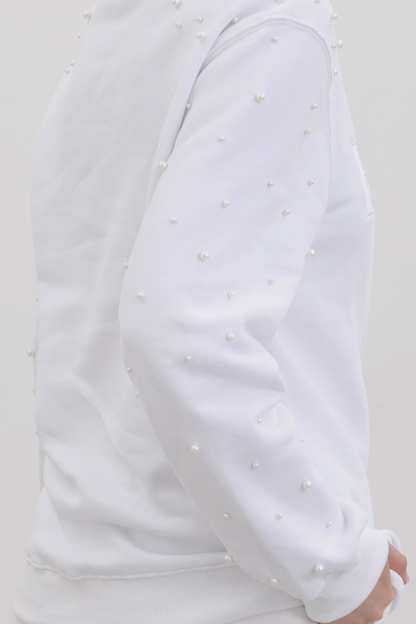 Pearl Sleeve BRIDE Embroidered Sweatshirt