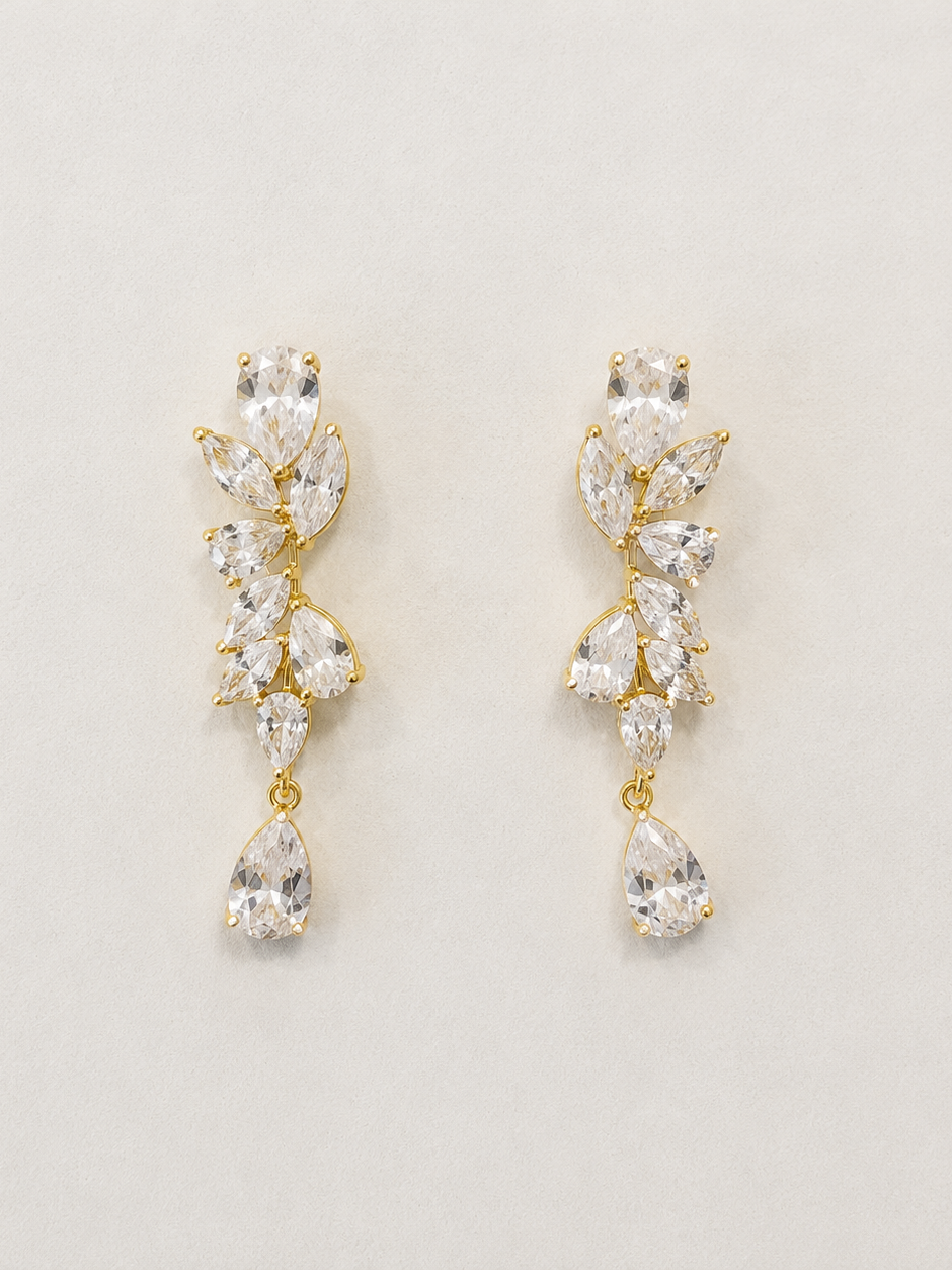 Elegant Gold Leaf Drop Earrings