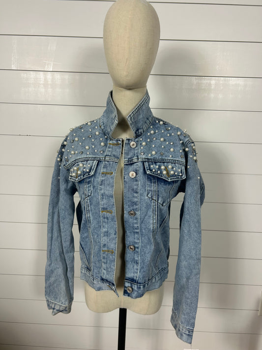 Pearl and Rhinestone Jacket Classic Blue