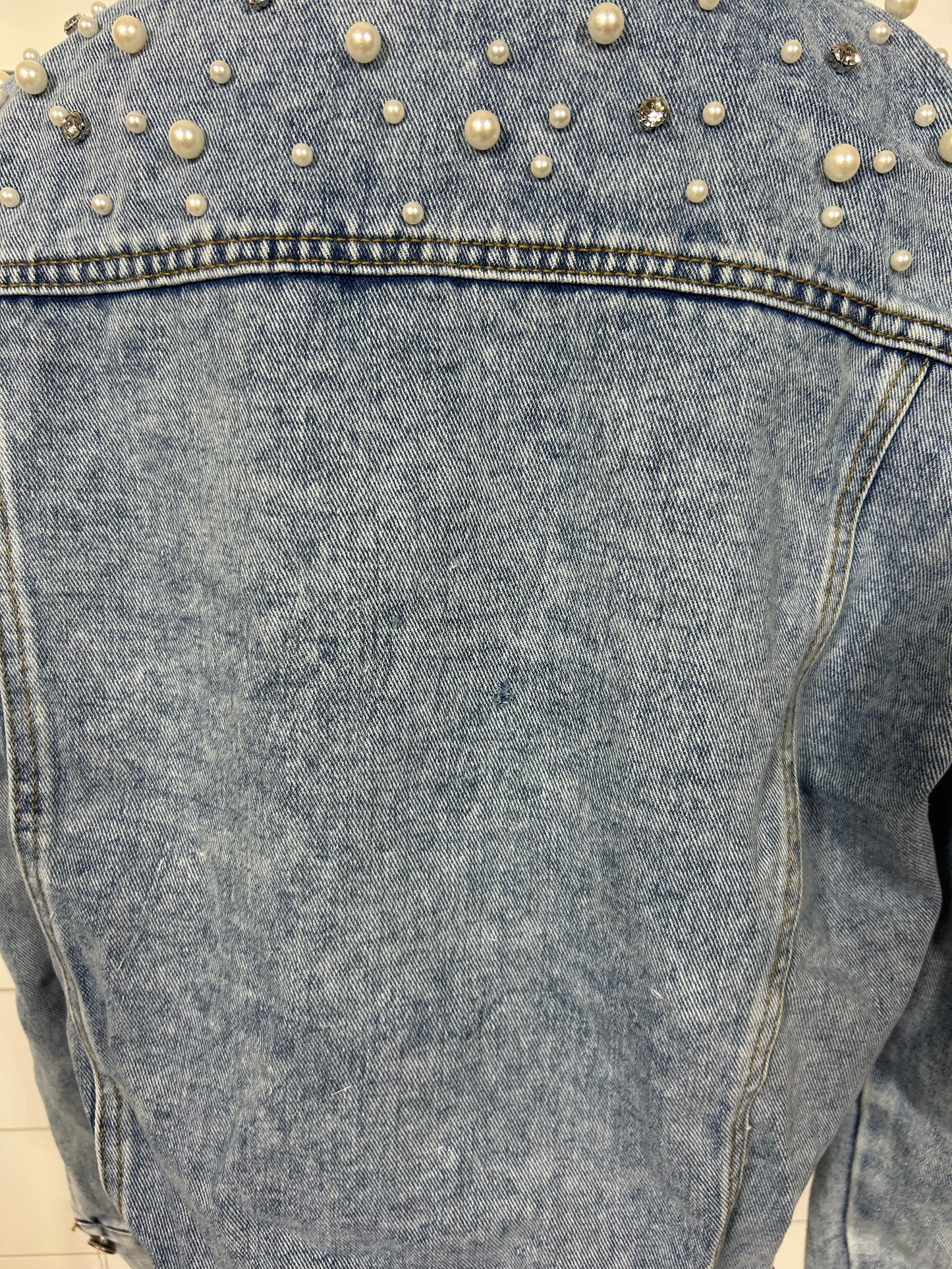 Pearl and Rhinestone Jacket Classic Blue