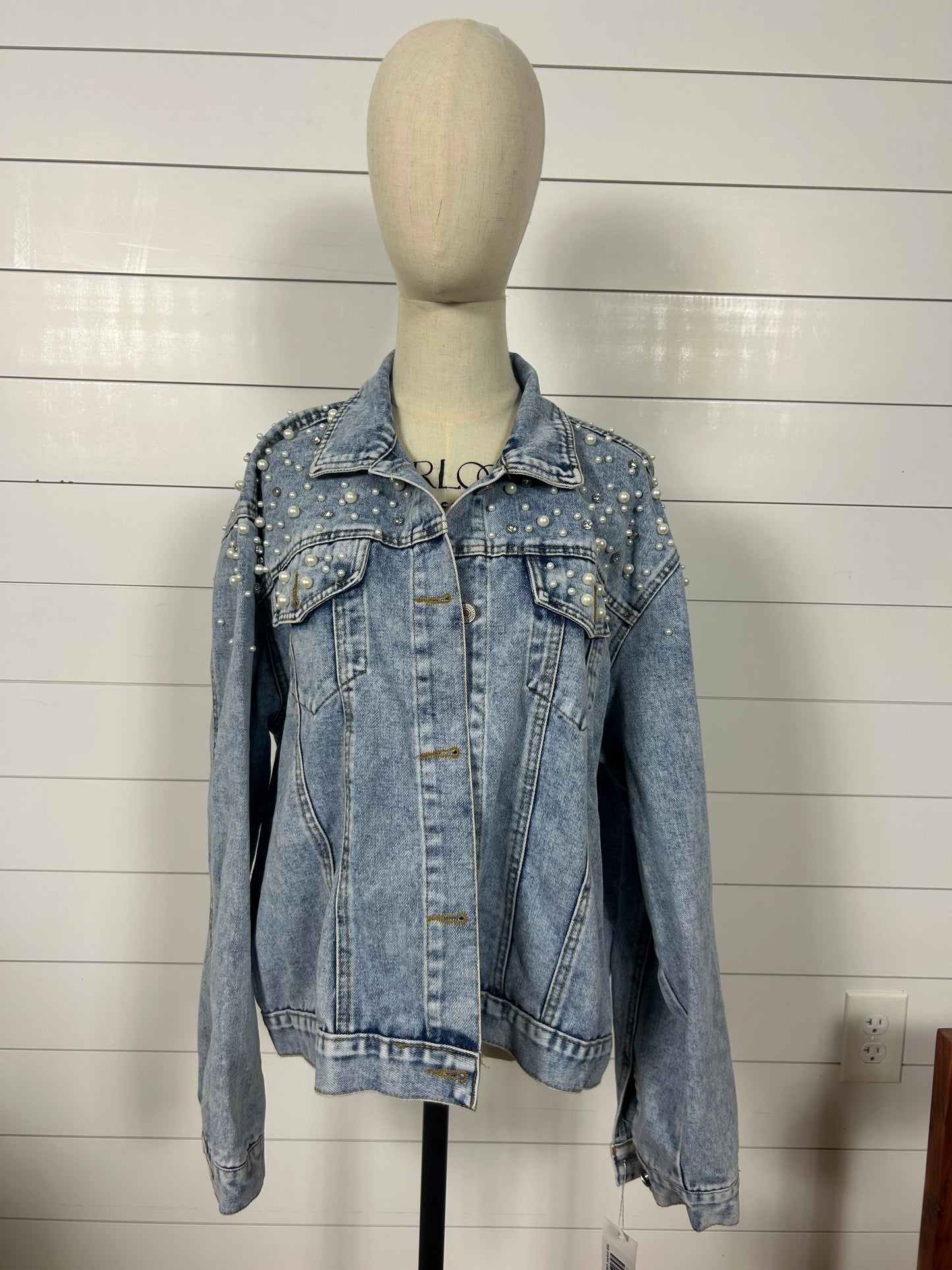 Pearl and Rhinestone Jacket Classic Blue