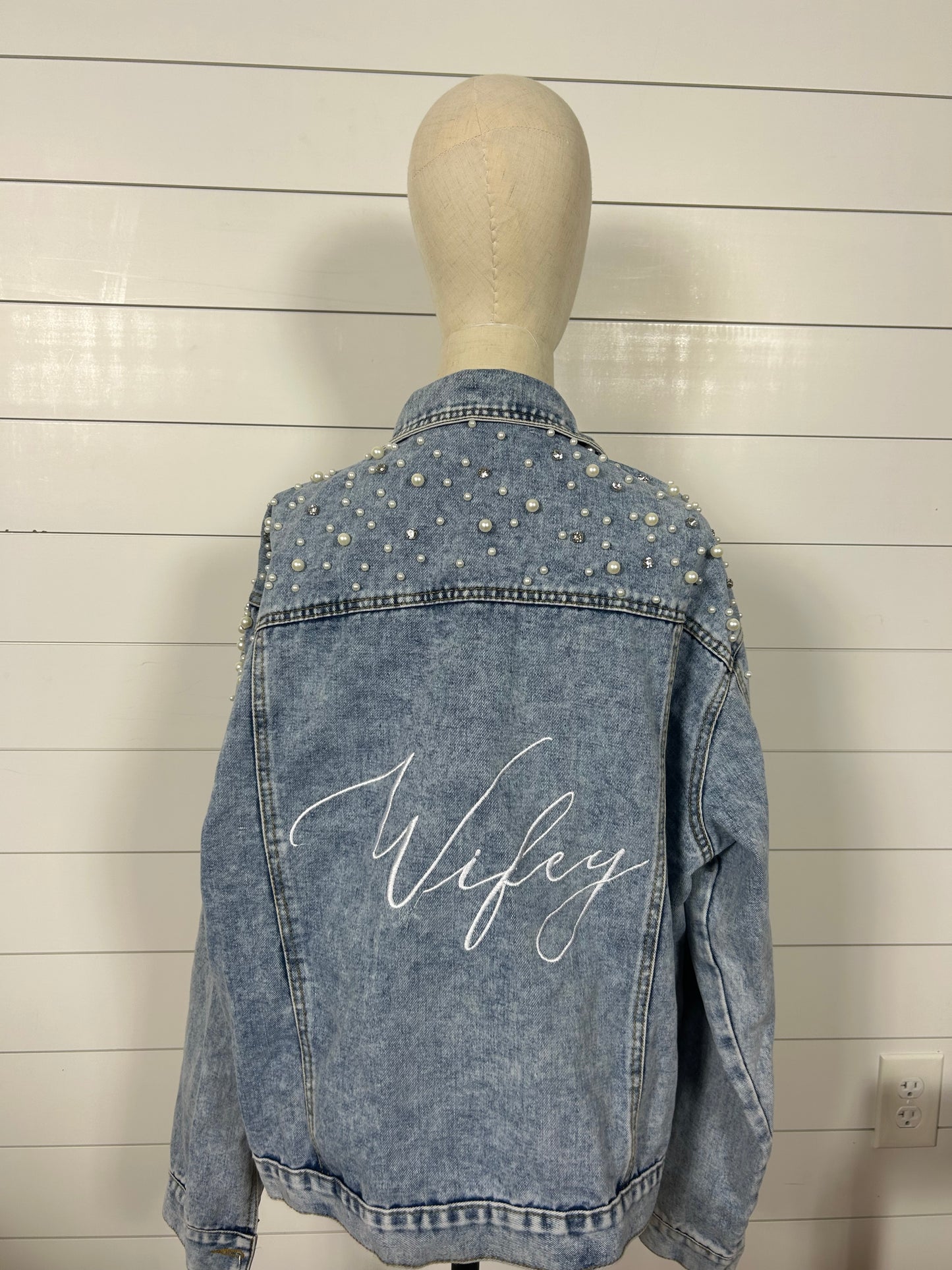 Pearl and Rhinestone Jacket Classic Blue