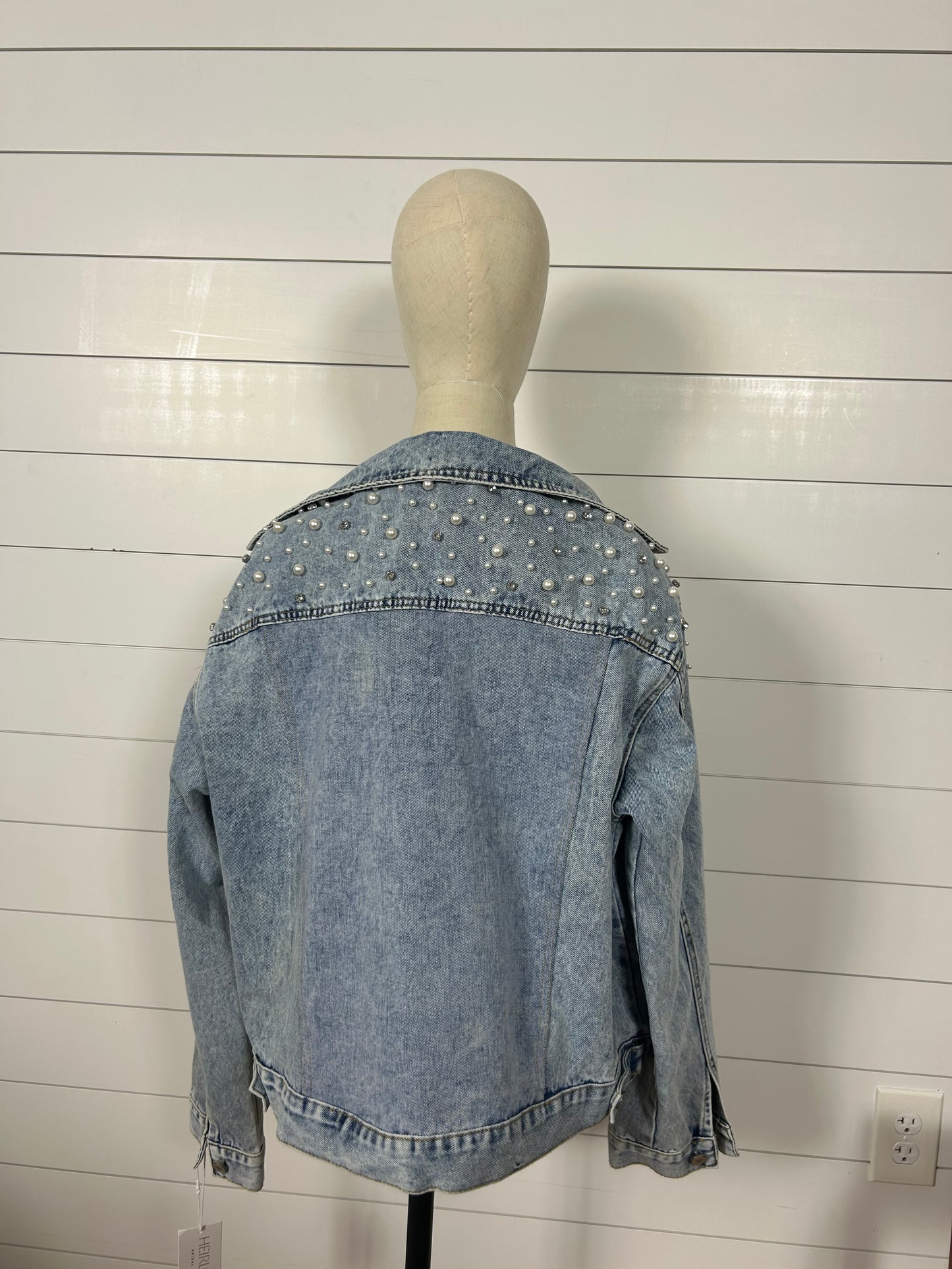 Pearl and Rhinestone Jacket Classic Blue