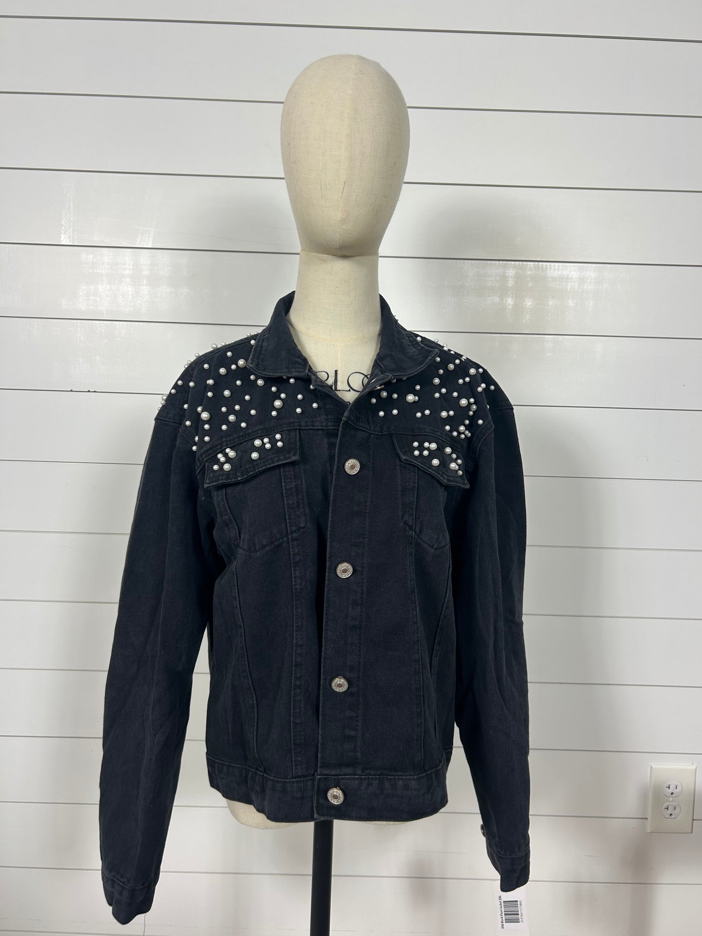 Black Classic Pearl Studded Jacket