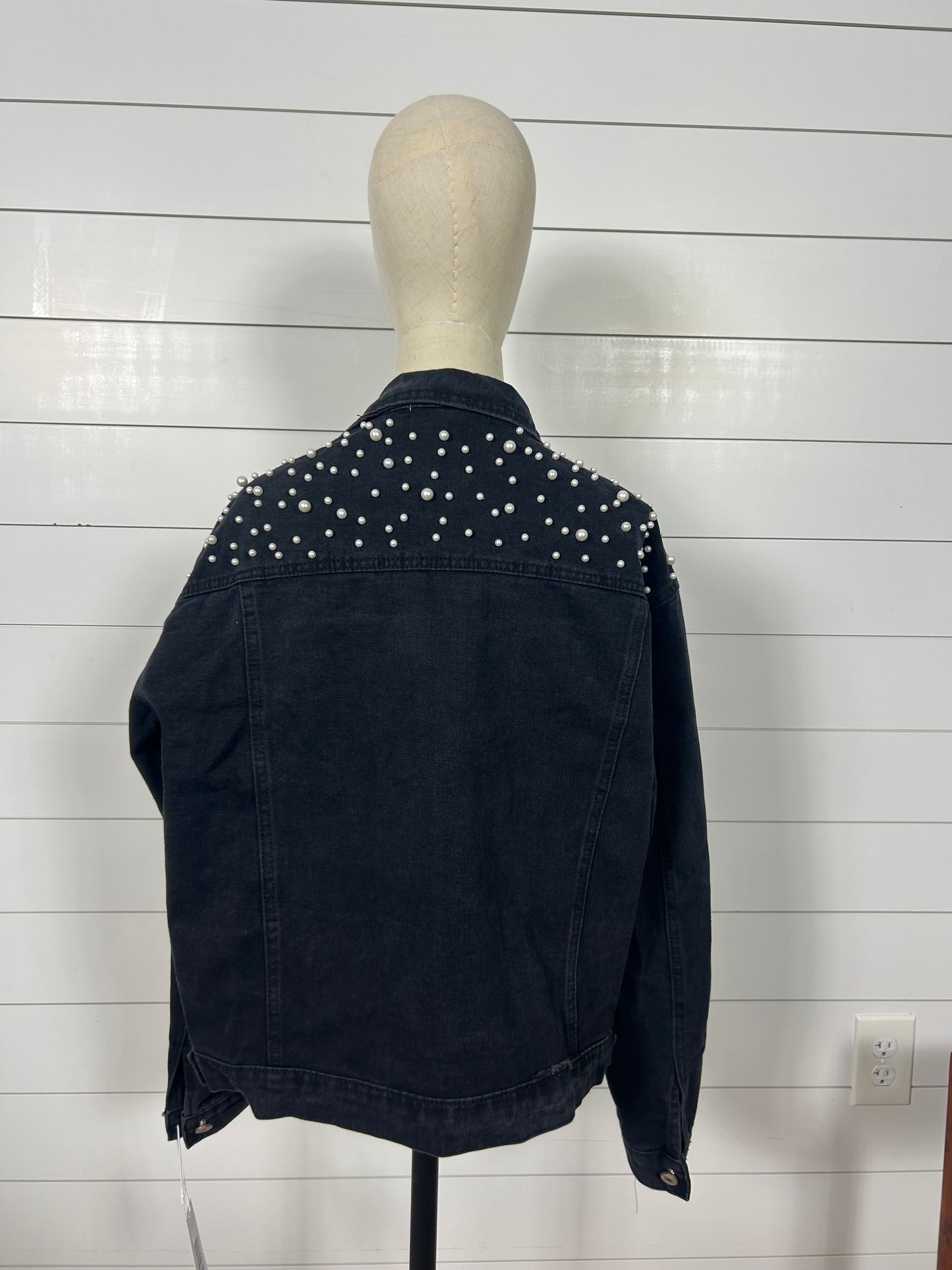 Black Classic Pearl Studded Jacket