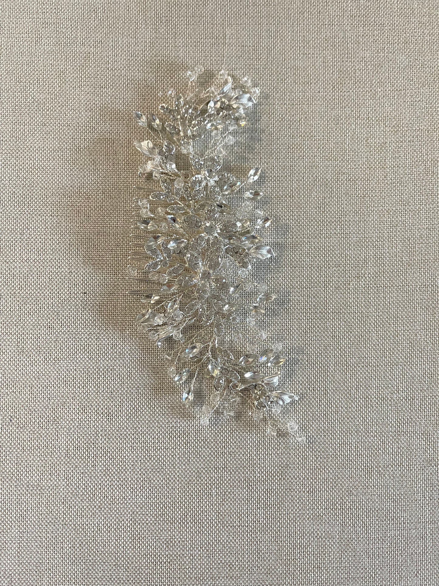 Silver hair comb, 7 inches wide