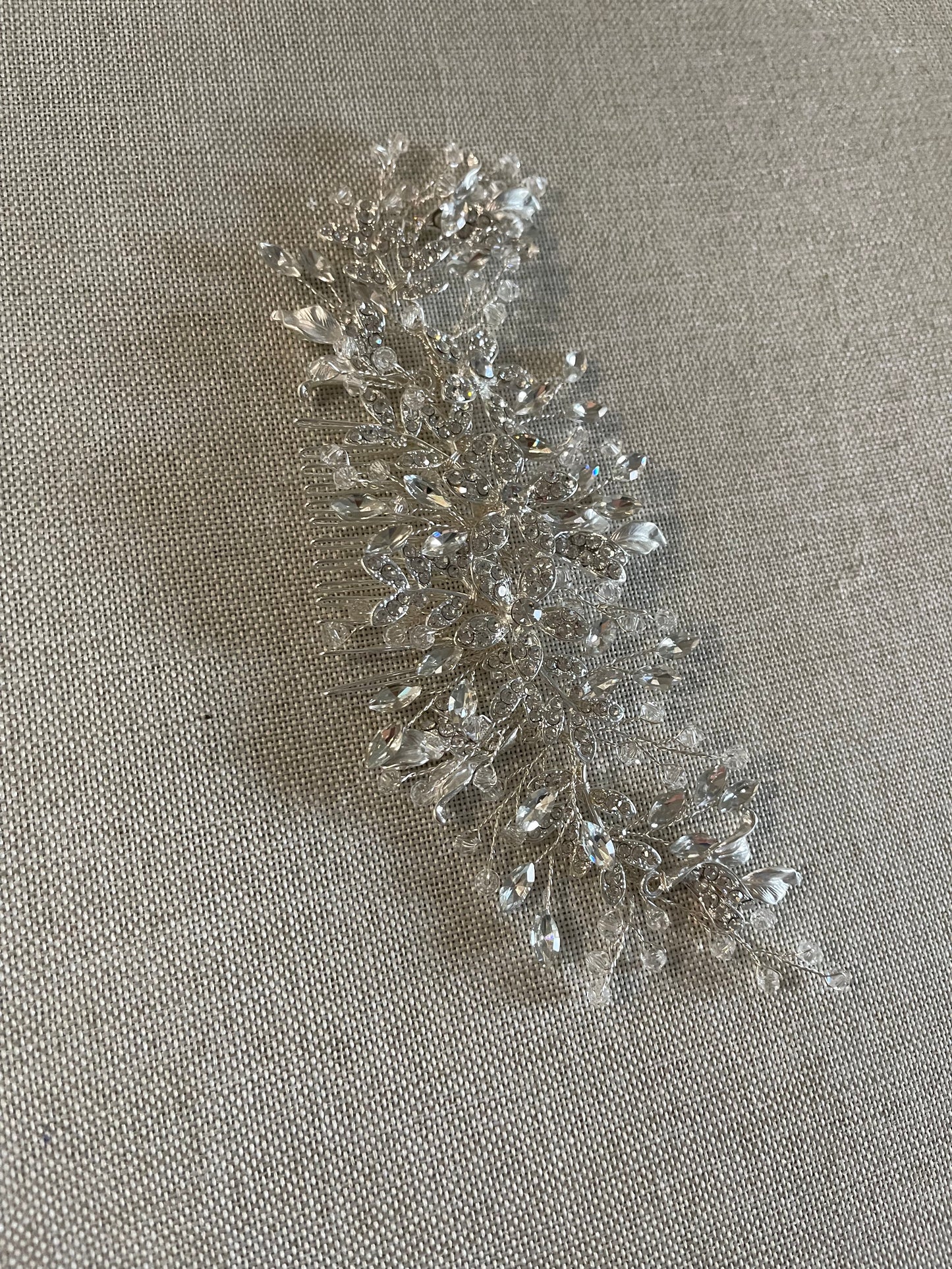 Silver hair comb, 7 inches wide