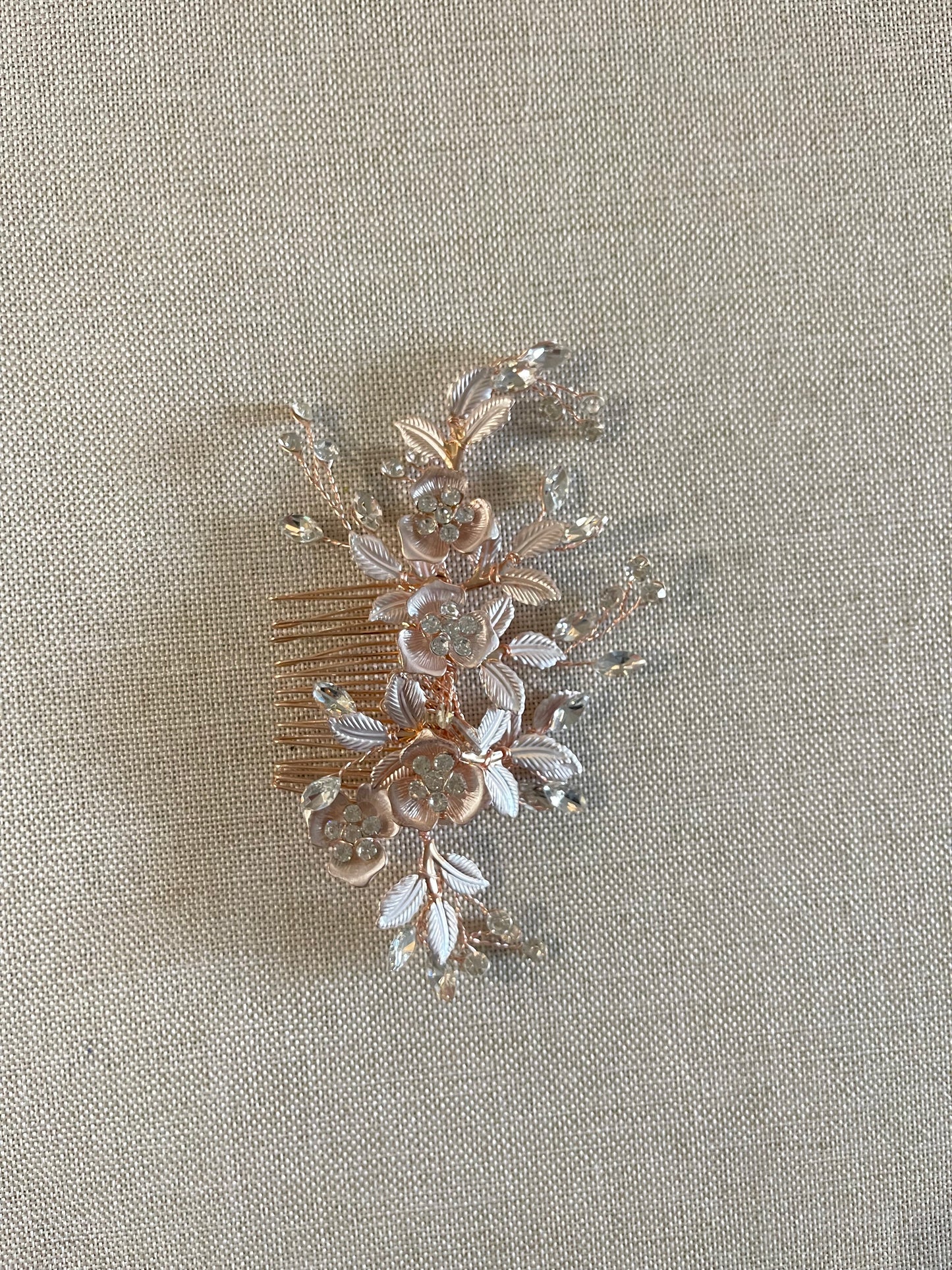 Rose gold hair comb, 5 inches wide