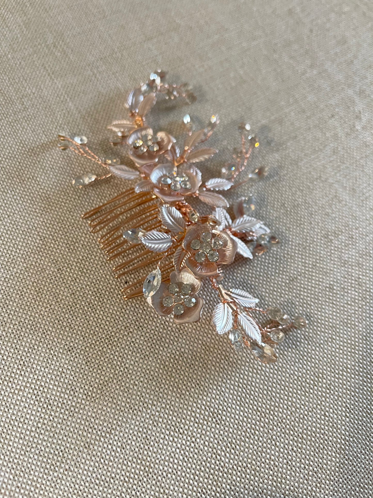 Rose gold hair comb, 5 inches wide