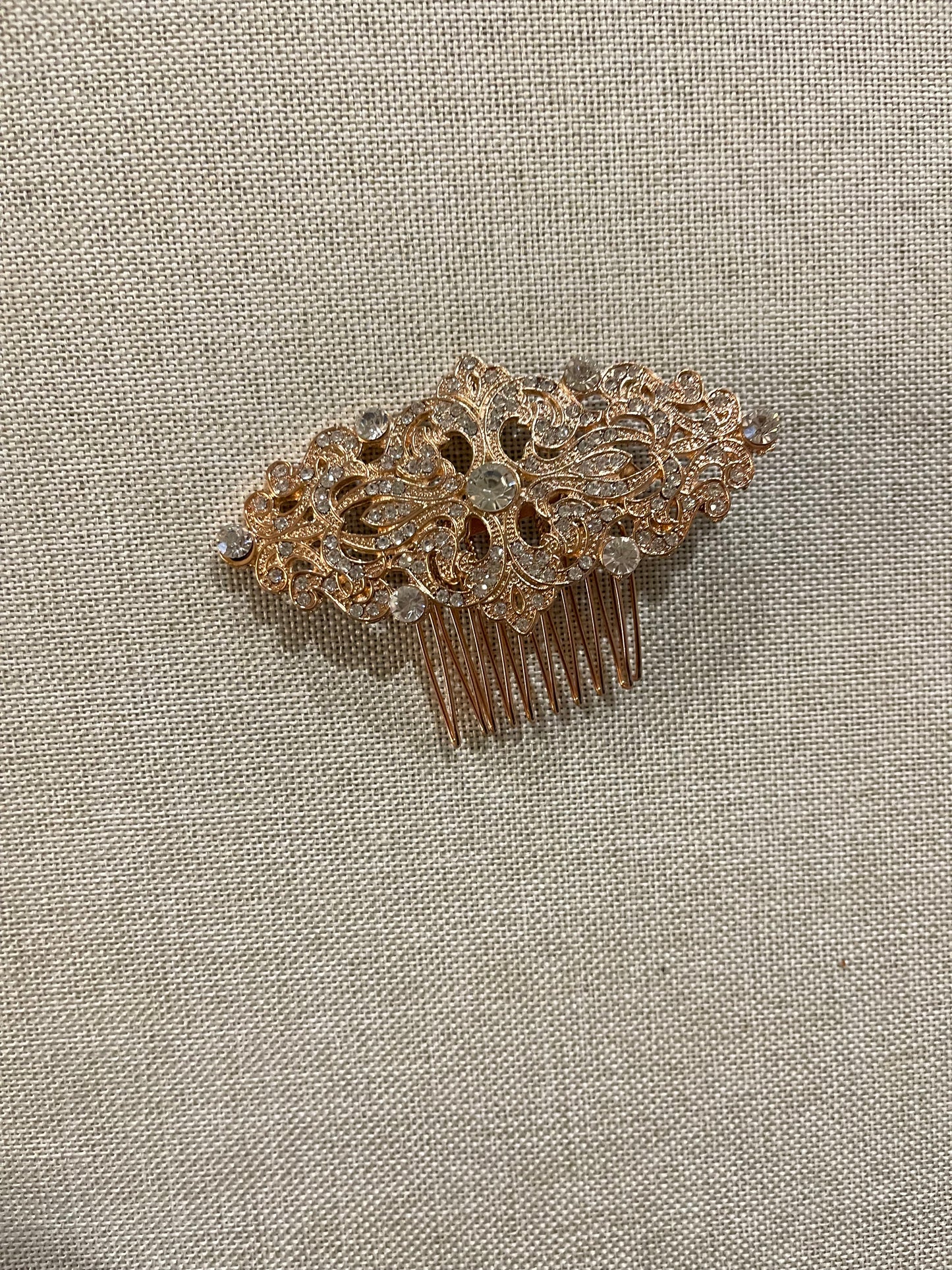 Rose gold hair comb, 3.25 inches wide