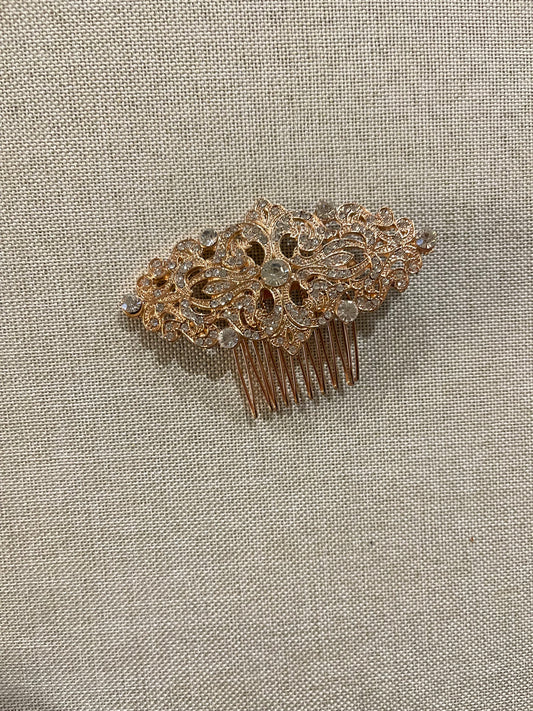 Rose gold hair comb, 3.25 inches wide