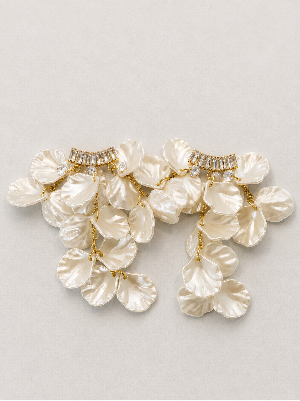 Pearl Petal Crystal Chandelier Earrings
