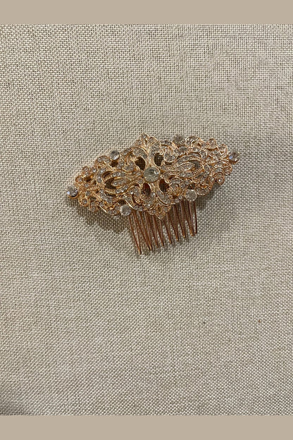 Rose gold hair comb, 3.25 inches wide