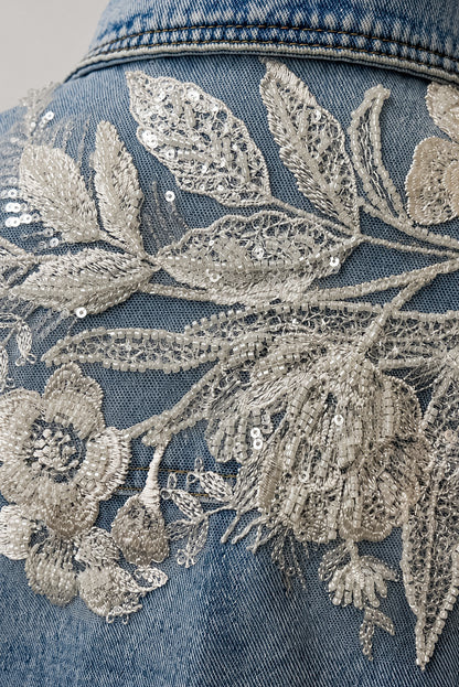 Floral Lace Denim Jacket