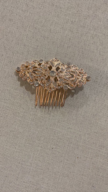 Rose gold hair comb, 3.25 inches wide