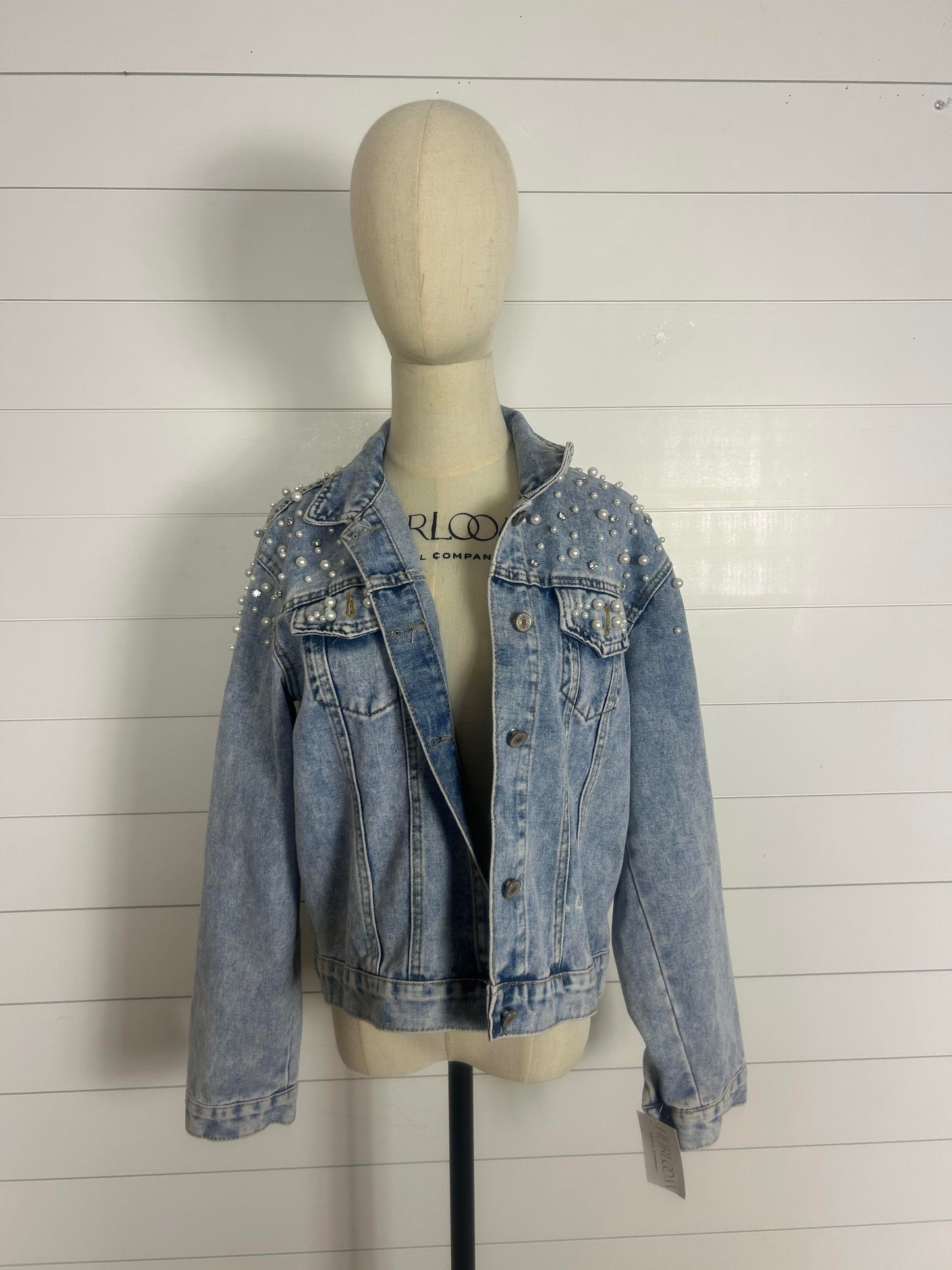 Pearl and Rhinestone Denim Jacket