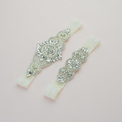 Edith Crystal and Lace Garter Set C11S-C02S