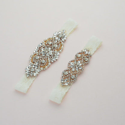 Larue Crystal and Lace Garter Set C01RG-C02RG