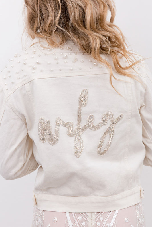 Classic Pearl Beaded Text Jacket