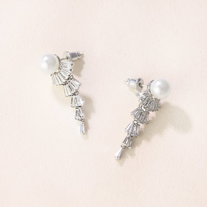 Chloe Pearl and CZ Earrings E034