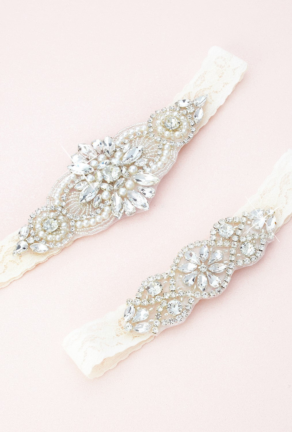 Lara Crystal and Lace Garter Set C04S-C02S