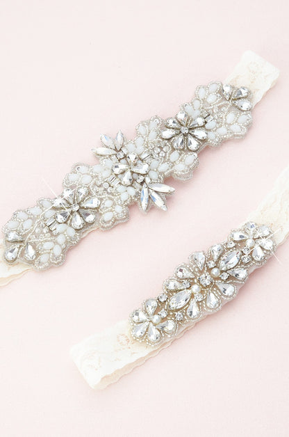 Farren Crystal and Lace Garter Set C79S-C57S