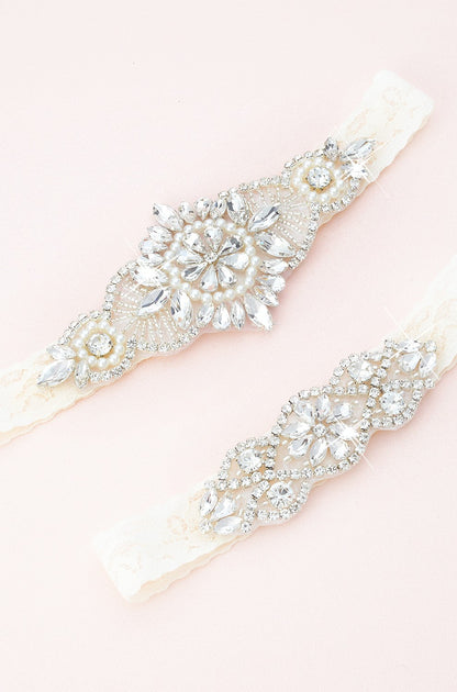 Edith Crystal and Lace Garter Set C11S-C02S