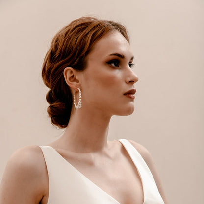Jasmine Pearl Hoops - E066
