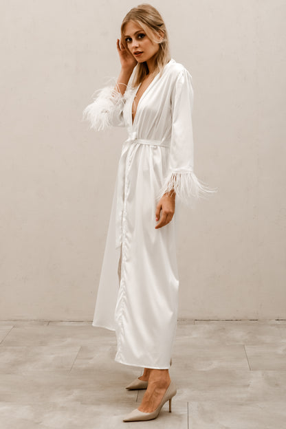 Feather Sleeve Bridal Robe