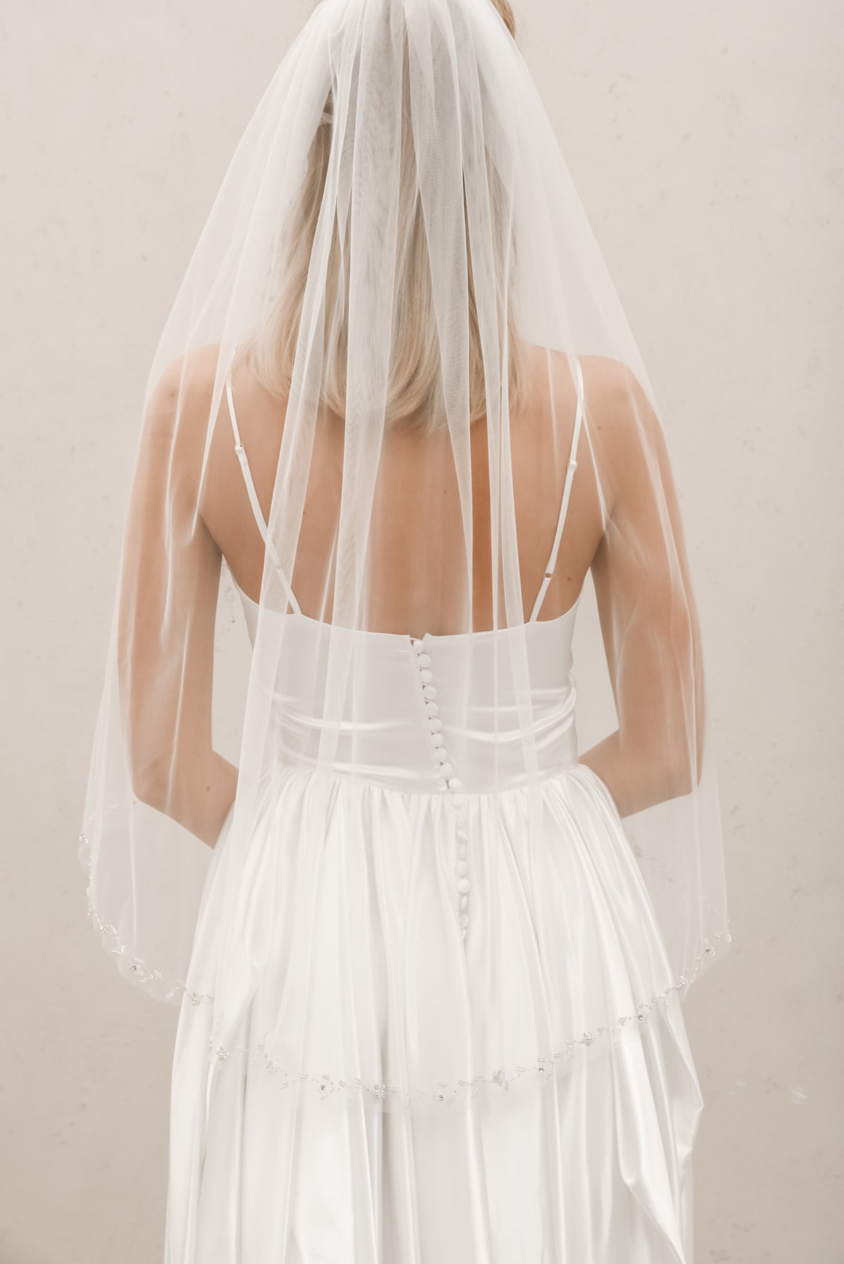 Floral Beaded Edge Veil V003