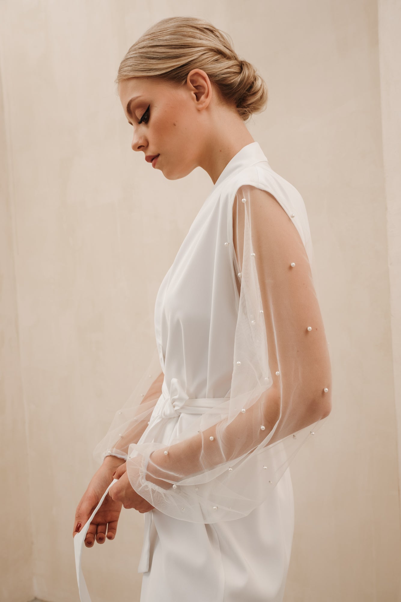 Pearl Sleeve Bridal Robe