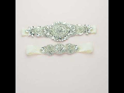 Ophelia/Rue Crystal and Lace Garter Set C56S-C02S