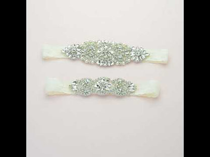 Adelaide/Luna Crystal and Lace Garter Set C01S-C02S